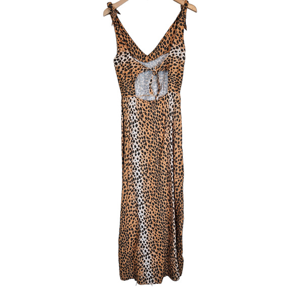 Asos Tie Back Linen Maxi Dress in Leopard Print Women's 6 Casual Weekend - Picture 2 of 12